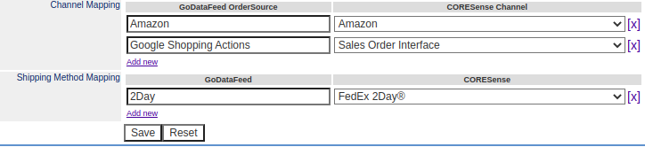 shipping methods table